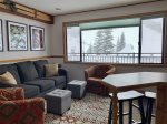 Living area from kitchen, view of Alpine ski area